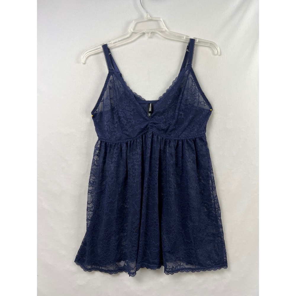 Torrid Babydoll Women 2 Navy Blue Floral Lace Sheer Adjustable Strap Chemise